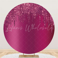 Lofaris Rose Red Glitter Round Birthday Decoration Backdrop