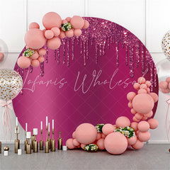 Lofaris Rose Red Glitter Round Birthday Decoration Backdrop