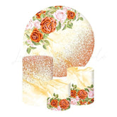 Roses Themed Round Backdrop and Cylinder Kit for Events