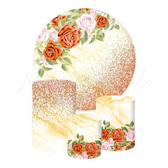 Roses Themed Round Backdrop and Cylinder Kit for Events