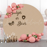 Lofaris Round Badge Or Bow Brown Backdrop For Gender Reveal