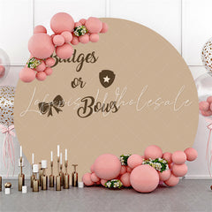 Lofaris Round Badge Or Bow Brown Backdrop For Gender Reveal