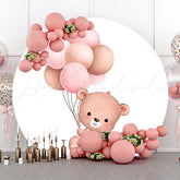 Lofaris Round Balloons White Teddy Bear Baby Shower Backdrop