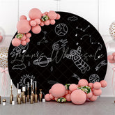 Lofaris Round Black And White Sketch Starry Sky Birthday Backdrop