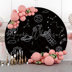 Lofaris Round Black And White Sketch Starry Sky Birthday Backdrop