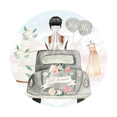 Lofaris Round Black Girl Car Floral Party Backdrop For Wedding