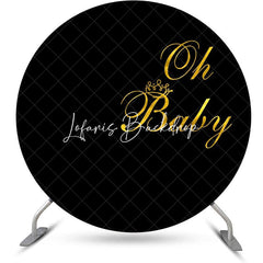 Lofaris Round Black Gold Oh Baby Boy Gender Reveal Backdrop