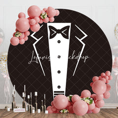 Lofaris Round Black White Suit Tie Birthday Party Backdrop