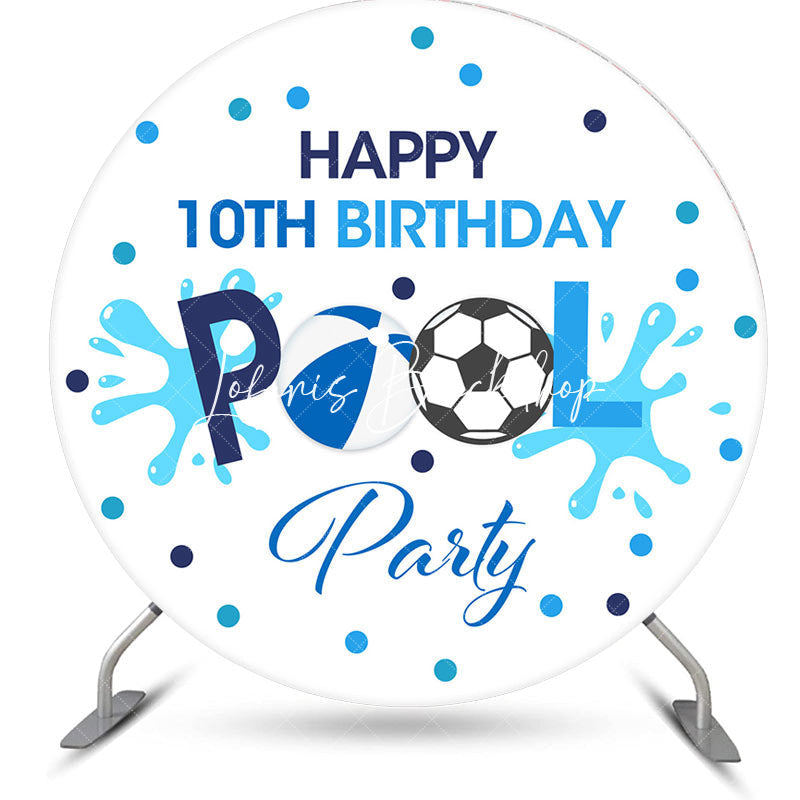 Lofaris Round Blue Ball Pool 10th Birthday Party Backdrop