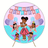 Round Blue Pink Balloons Stars Gracies Corner Birthday Backdrop