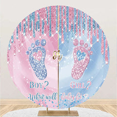 Lofaris Round Blue Pink Diamond Sparkle Baby Shower Backdrop