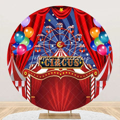 Lofaris Round Blue Red Circus Tent Balloon Party Backdrop
