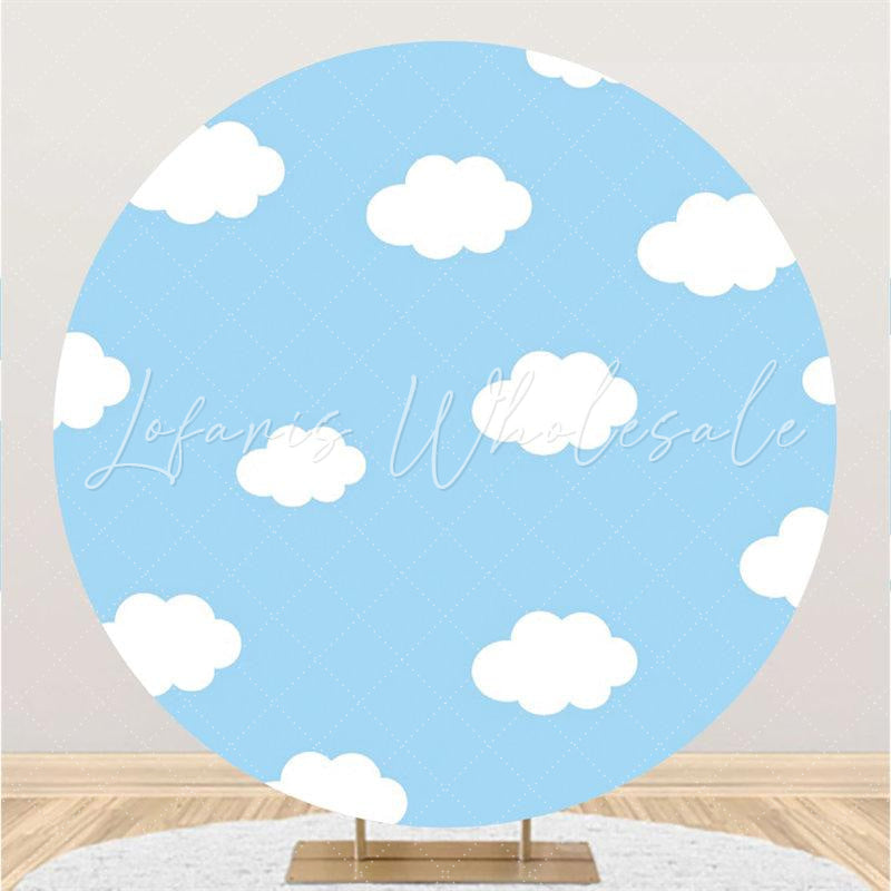 Lofaris Round Blue Sky White Clouds Birthday Backdrop For Party