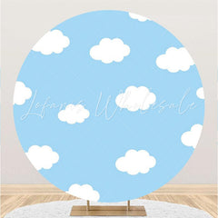 Lofaris Round Blue Sky White Clouds Birthday Backdrop For Party