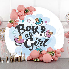 Lofaris Round Blue White Pacifier Gender Reveal Backdrop