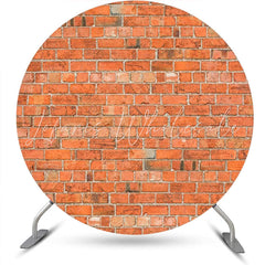 Lofaris Round Bright Retro Red Brick Wall Backdrop For Party