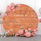 Lofaris Round Bright Retro Red Brick Wall Backdrop For Party
