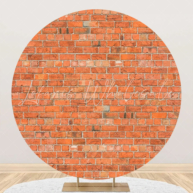 Lofaris Round Bright Retro Red Brick Wall Backdrop For Party