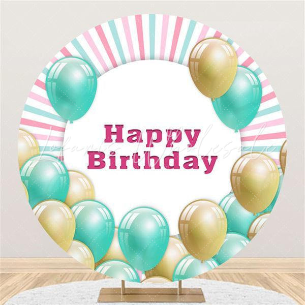 Lofaris Round Canary Yellow Balloon Happy Birthday Backdrop