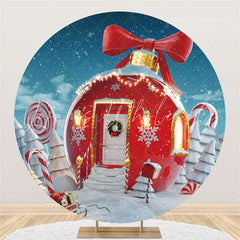 Lofaris Round Candyland House With Bow Winter Christmas Backdrop