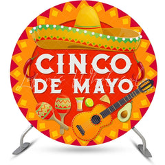 Lofaris Round Cinco De Mayo Guitar Mexican Fiesta Backdrop