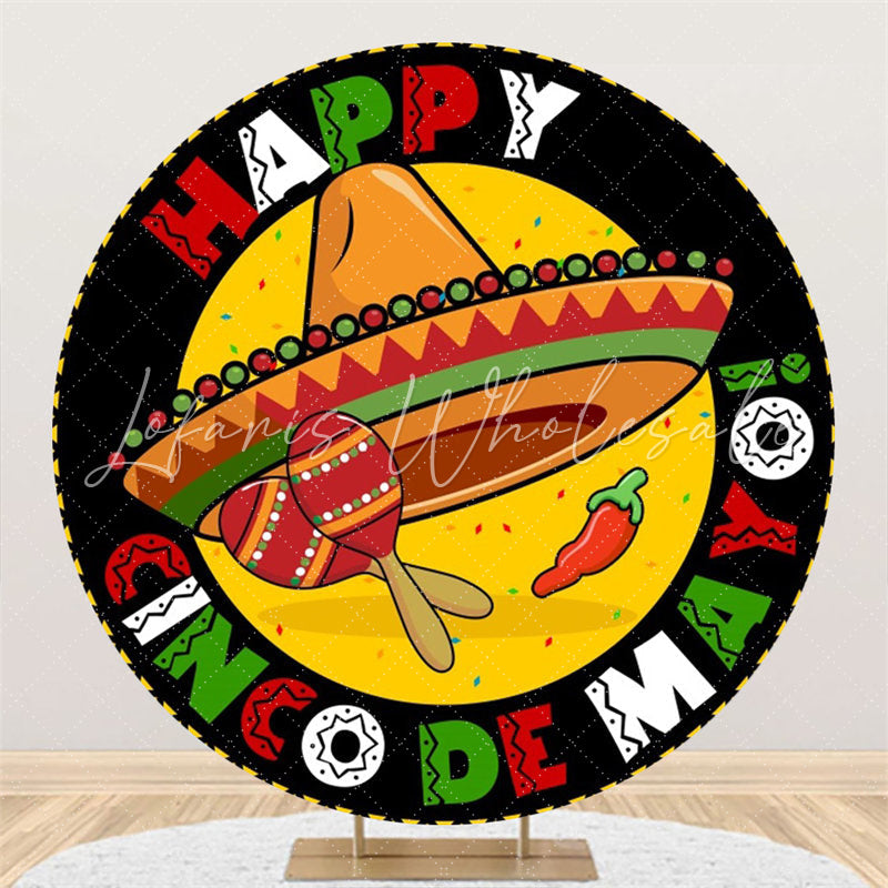 Lofaris Round Cinco Mayo Backdrop For Mexican Fiesta Party