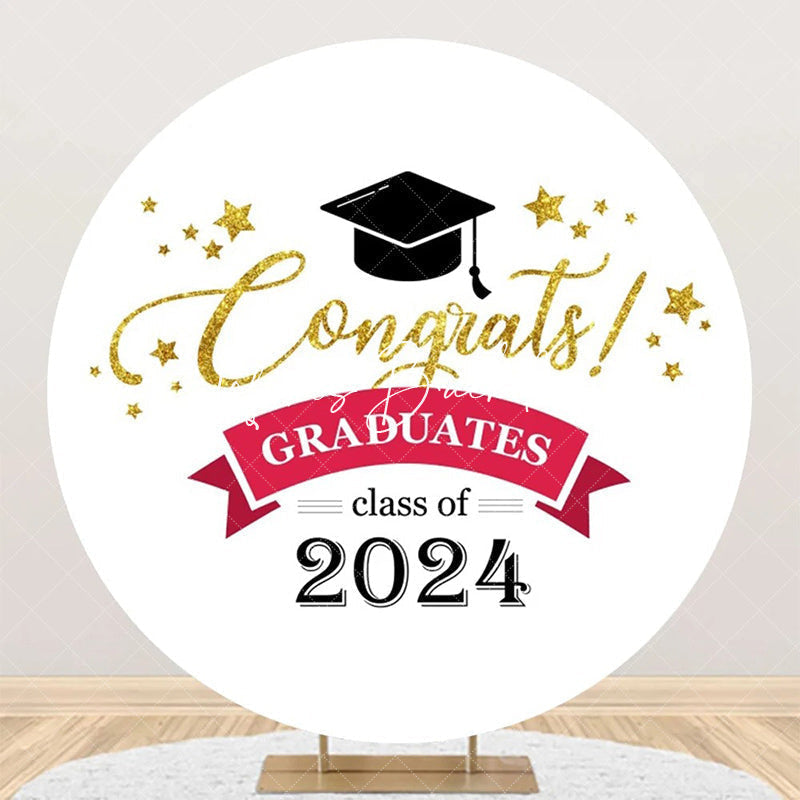 Lofaris Round Class Of 2024 White Congrats Grad Backdrop