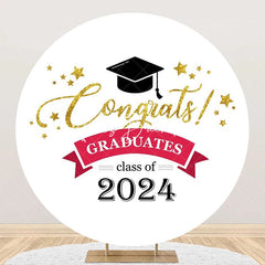 Lofaris Round Class Of 2024 White Congrats Grad Backdrop