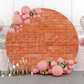 Lofaris Round Classic Red Brick Wall Backdrop For Birthday