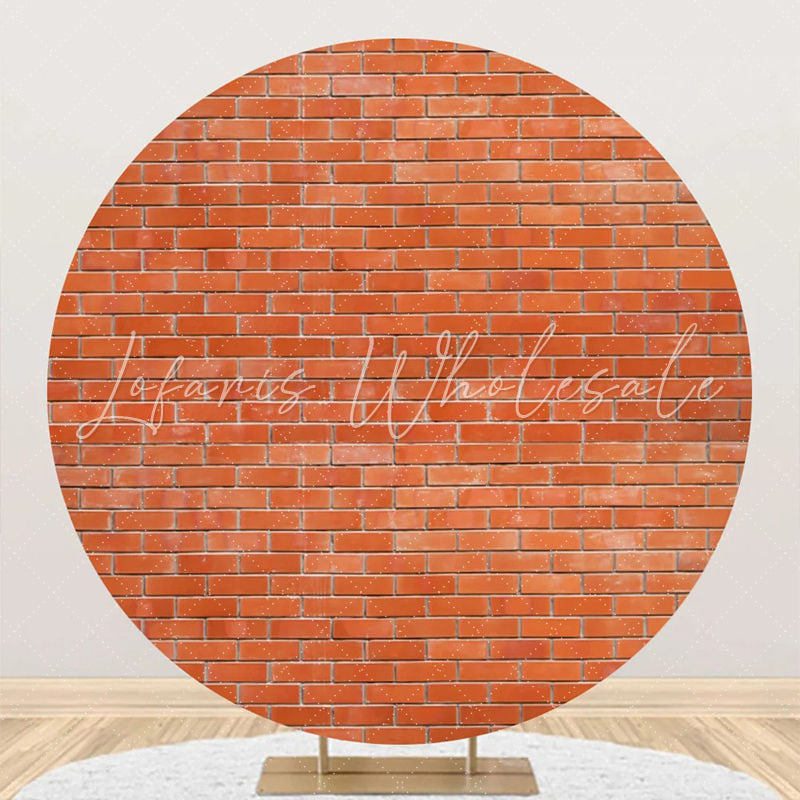 Lofaris Round Classic Red Brick Wall Backdrop For Birthday