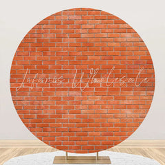 Lofaris Round Classic Red Brick Wall Backdrop For Birthday