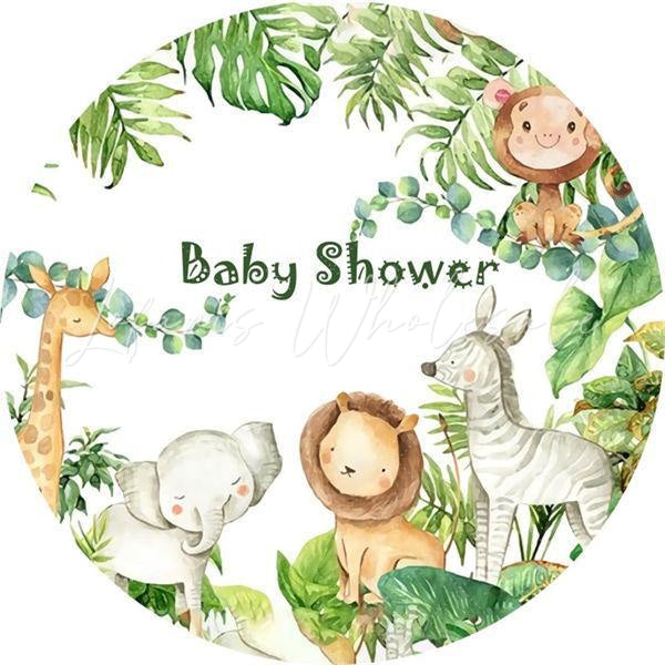 Lofaris Round Cute Animals Baby Shower Backdrop For Party