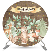Lofaris Round Cute Safari Jungle Wooden Baby Shower Backdrop