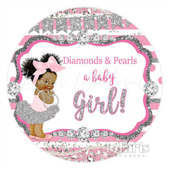Lofaris Round Diamonds Pearls A Baby Girl Shower Backdrop
