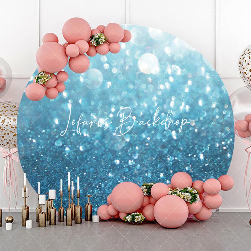 Lofaris Round Dreamlike Blue Sparkling Bokeh Birthday Backdrop