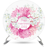 Lofaris Round Elegant Floral Happy Valentiness Day Backdrop