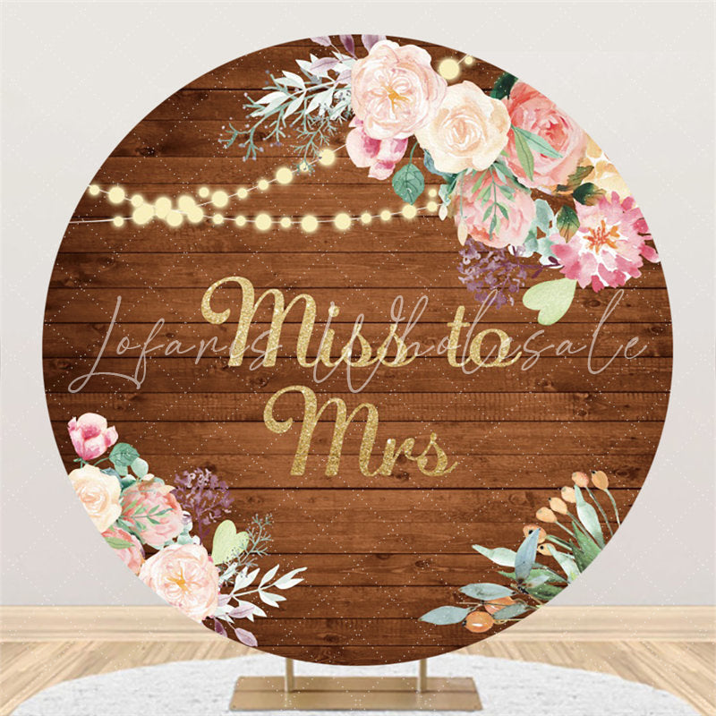 Lofaris Round Floral Glitter Wooden Adorable Sweet Wedding Backdrop