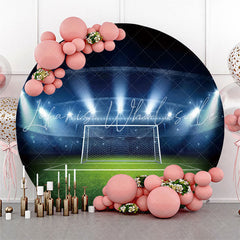Lofaris Round Football Stadium Light Night Birthday Bakcdrop