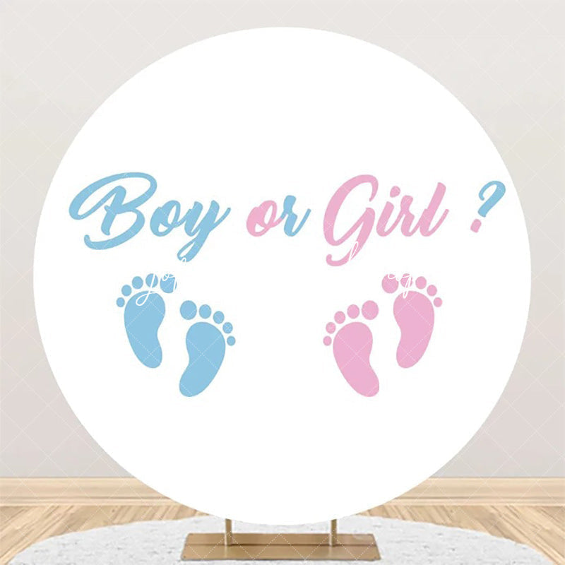 Lofaris Round Footprint Boy Or Girl Gender Reveal Backdrop
