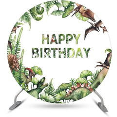 Lofaris Round Forest Various Dinosaurs Birthday Backdrop
