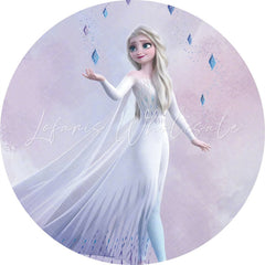 Lofaris Round Frozen Pricess Beautiful Happy Birthday Backdrop
