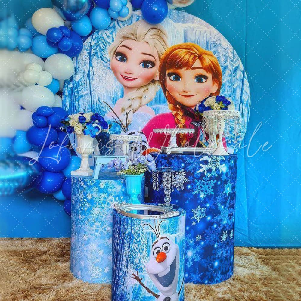 Lofaris Round Frozen Theme Birthday Party Backdrop Kit