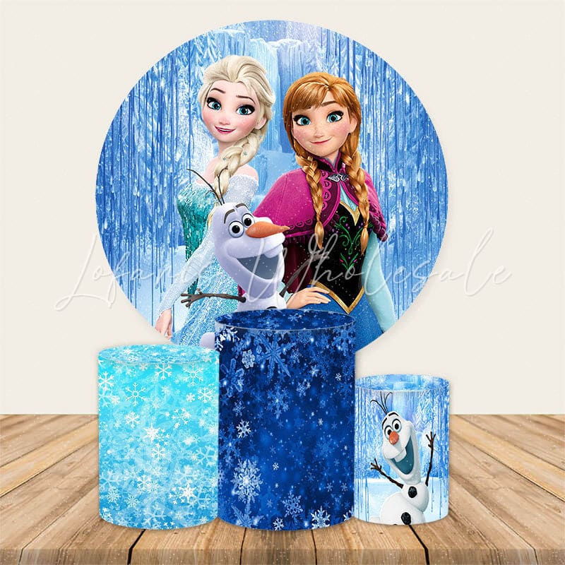 Lofaris Round Frozen Theme Birthday Party Backdrop Kit