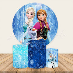Lofaris Round Frozen Theme Birthday Party Backdrop Kit
