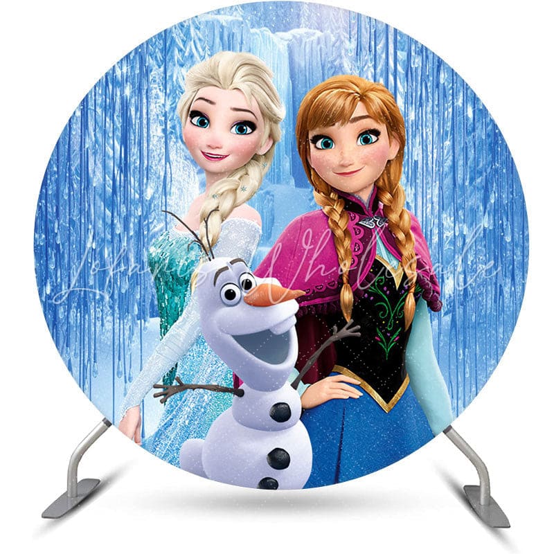 Lofaris Round Frozen Theme Birthday Party Backdrop Kit