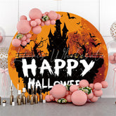 Lofaris Round Funny Pumpkin Castle Trunk Happy Halloween Backdrop