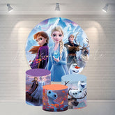 Lofaris Round Girl Boy Animals Frozen Happy Birthday Backdrop