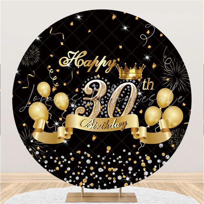 Lofaris Round Glitter 30th Happy Birthday Backdrop For Women