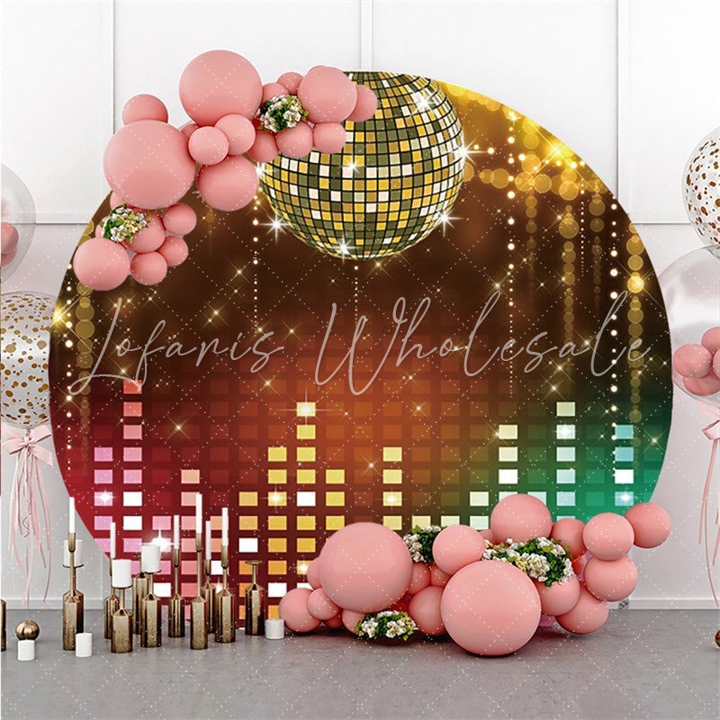 Lofaris Round Glitter And Colorful Disco Backdrop For Party