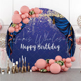 Lofaris Round Glitter And Purple Theme Happy Birthday Backdrop